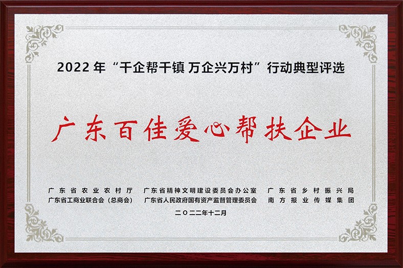 8月3日上午，東莞市舉行2023年“6·30”助力鄉(xiāng)村振興暨東莞慈善日活動(dòng)儀式。在活動(dòng)儀式上，宣讀了2022年廣東“千企幫千鎮(zhèn)、萬(wàn)企興萬(wàn)村”行動(dòng)典型東莞市入選企業(yè)和個(gè)人名單，我集團(tuán)慷慨解囊助力鄉(xiāng)村振興